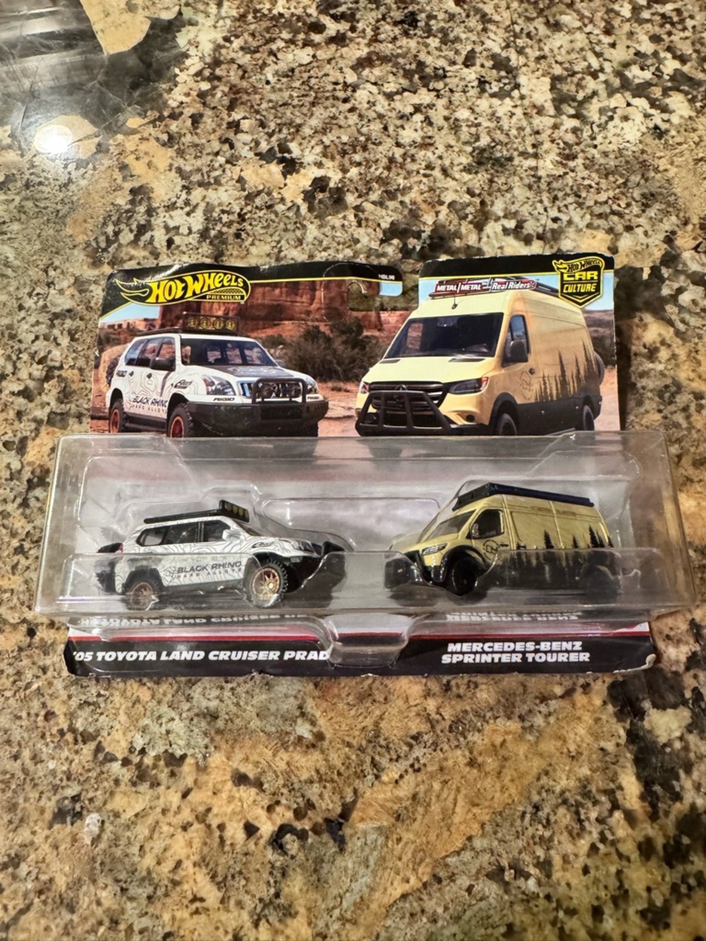 Hot Wheels 2-Pack: White Toyota Land Cruiser Prado & Gold Mercedes-Benz Sprinter